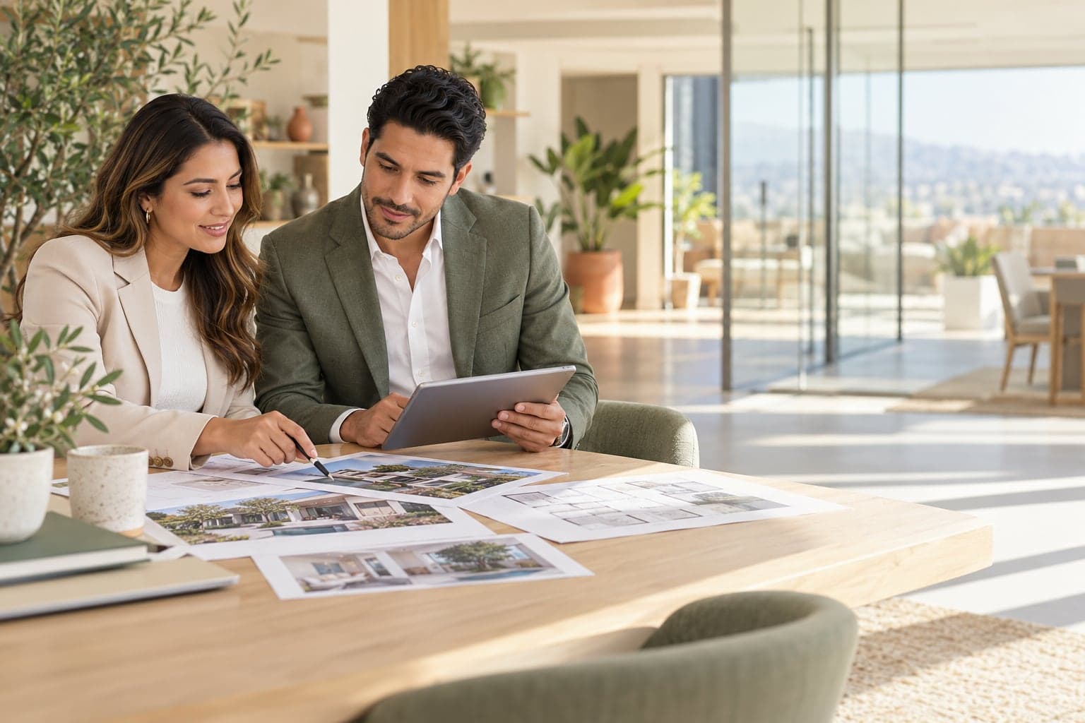 Equipo profesional organizando información inmobiliaria
